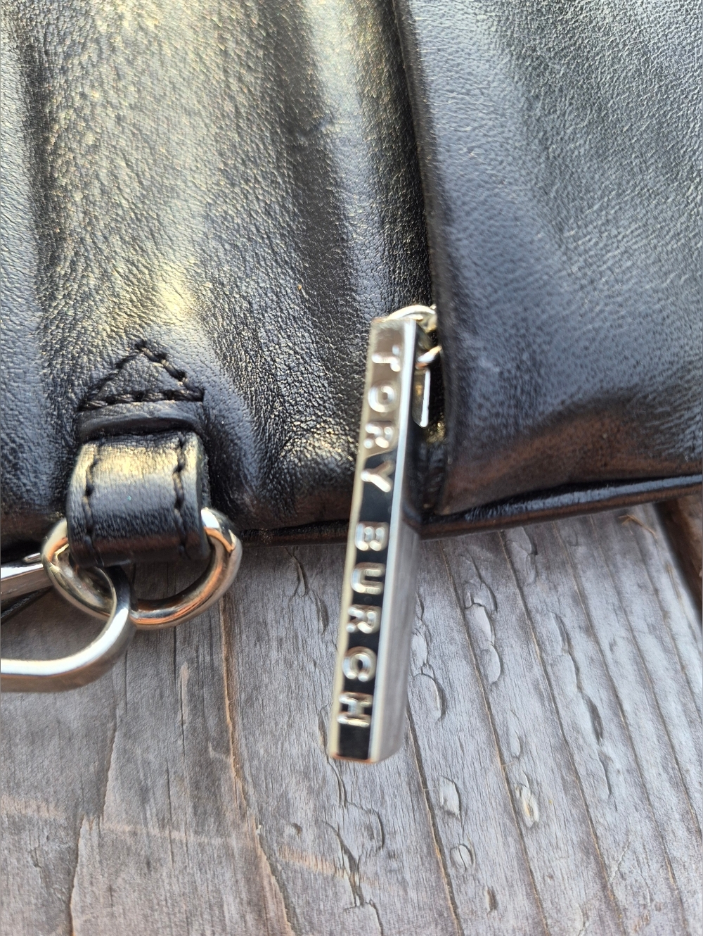 Tory Burch Reva Black Leather Crossbody Clutch - Picture 10 of 10